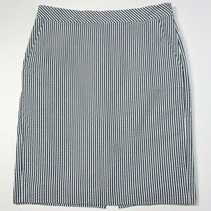 J. Crew No. 2 Pencil Skirt White Black Stripe Pockets Cotton Spandex Women Sz. 6